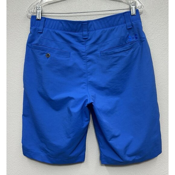 Under Armour Mens Golf Match Play Shorts 32 Blue Stretch Loose 10" Inseam Preppy - Picture 2 of 5
